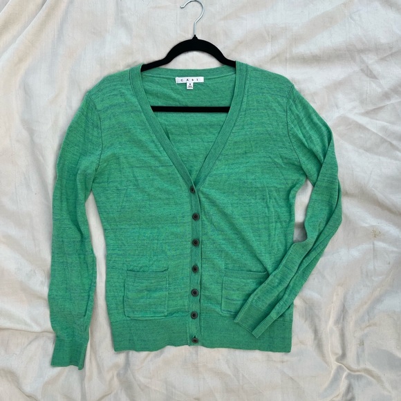 CAbi Sheer Mint Button-Up Cardigan - Picture 2 of 9